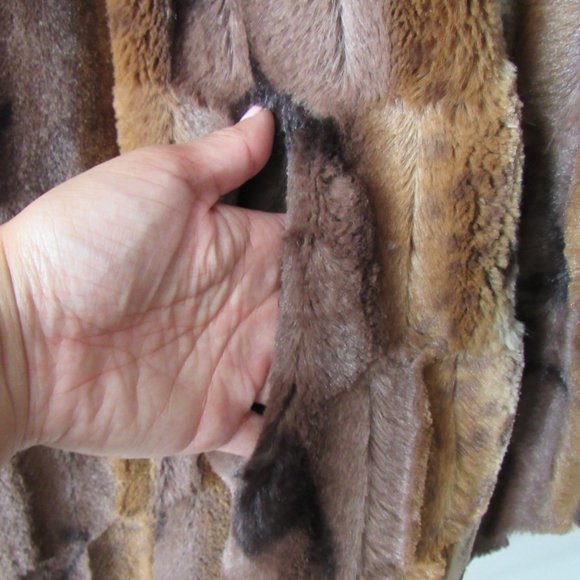 VINTAGE Glamorous 90s Plush Faux Fur Coat Mixed Animal Print Chi By Falchi Brand - Picture 9 of 13